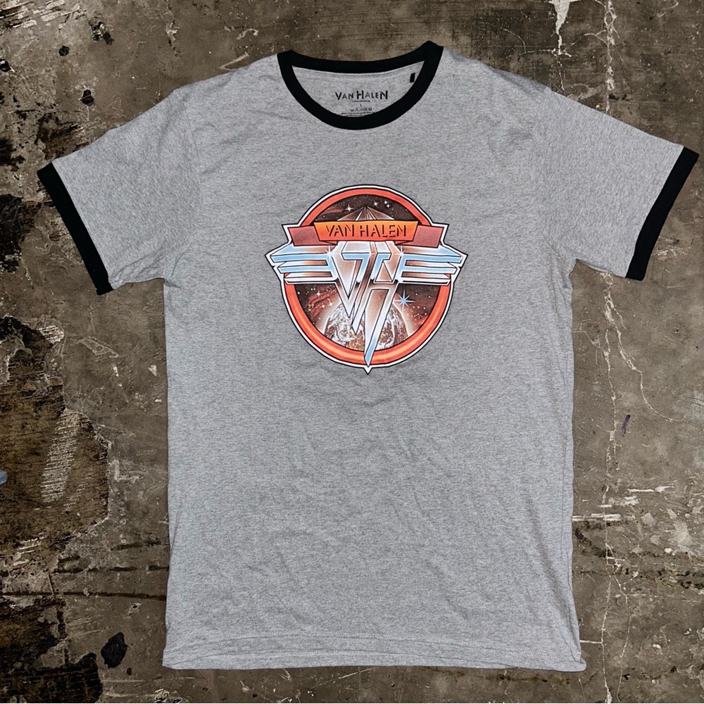 LARGE Vintage Van Halen Grey Ringer tee